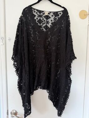 Love Stitch Black Lace coverup resort wear women one size